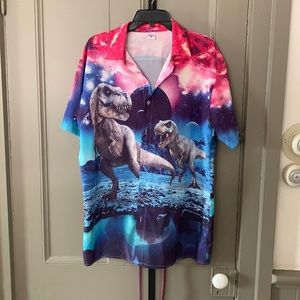 Men’s multicolored dinosaur shirt, XXL